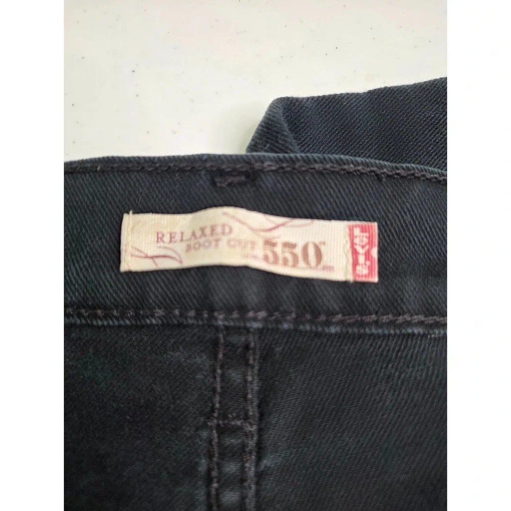 Levis 550 Jeans Womens 30 / 12 Black Relaxed Boot Cut Stretch Mid Rise Dark Wash